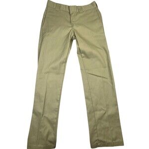 Dickies Work Pants Mens 30x32 Khaki Slash Pockets Low-Rise Slim Fit Straight Leg